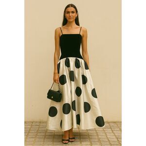 As It May Vintage Inspired Polka Dots Black & White Dress Size S NWT